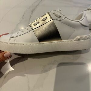 Valentino White and Gold Sneakers